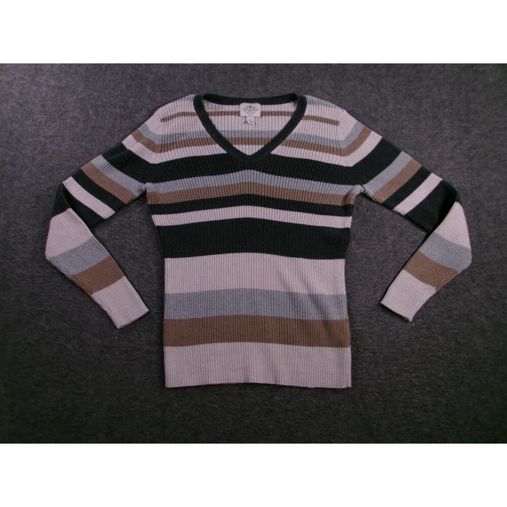 St John Bay Sweater Woman Large Stripped V Neck Capsule Causal Everyday